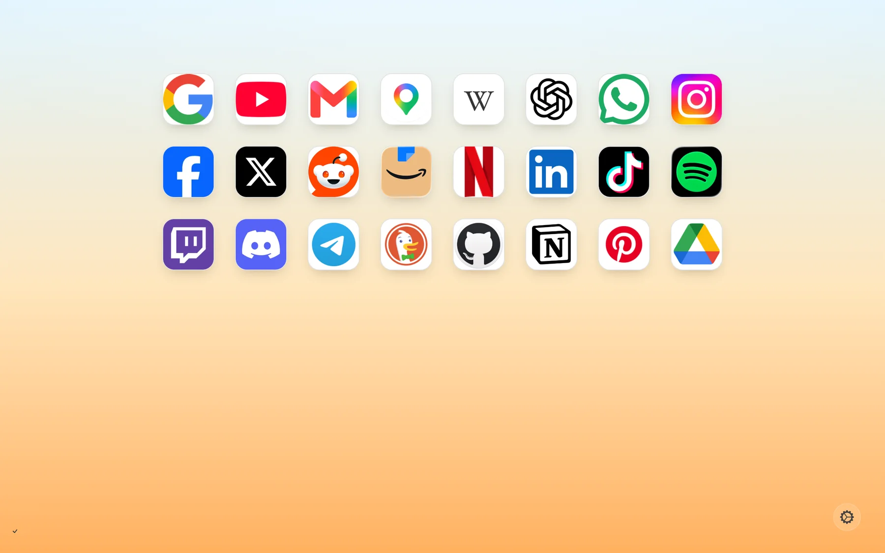 The same start page in light mode.